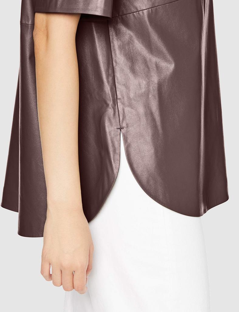 Shirt Curve Faux Leather 09WFT204218 BRW Japan 0 To Japanese Size [Mira Owen] T-shirt Women's (equivalent 7)