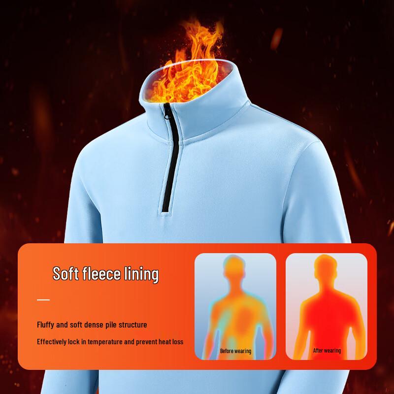 Baleno Men's Double-Sided Fleece Half-Zip Stand Collar Sweatshirt