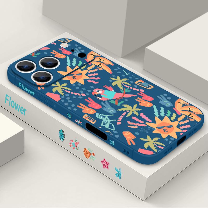 For iPhone 17 Pro Max Case Colorful Cartoon Pattern Soft Silicone Lanyard Cover For iPhone 16 Pro Max Cover iPhone 15 14 13 12 11 16E Air