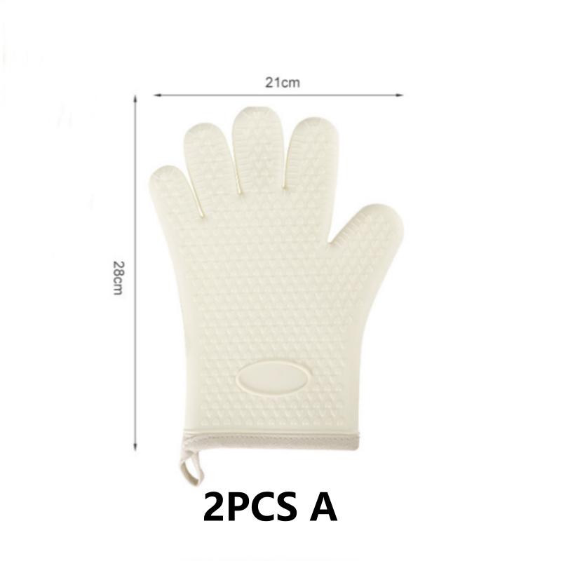 Anti-scald Oven Gloves Thickened Silicone Insulation Non-slip High Temperature Resistant Kitchen Oven Baking Gloves