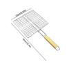 Fish Grilling Rack For Camping Portable Grill Basket Wooden Handle Shrimp Vegetable Grilling Plate High-Temperature Resistant