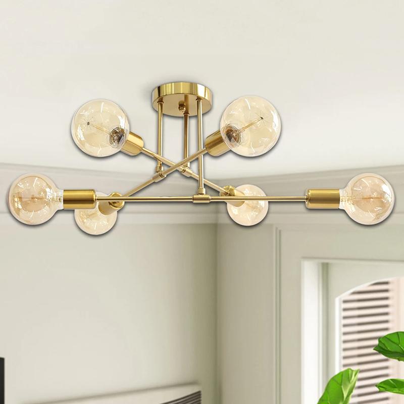 Retro Industrial Wrought Iron Ceiling Chandeliers LED Ceiling Lamp Home Luminaire Modern Living Room Lamps E27 Decoration Lights