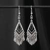 Niche retro temperament rhombus fringed earrings long ethnic style simple high-end earrings women's ear jewelry
