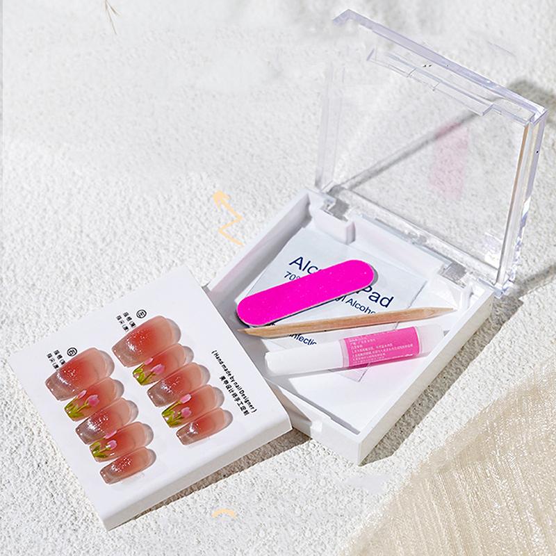 Negleutstillingskoffert med dobbelt lag Gjennomsiktig akryl Utstillingsoppbevaring for påpressbare negler Multifunksjonell beholderboks for falske negler