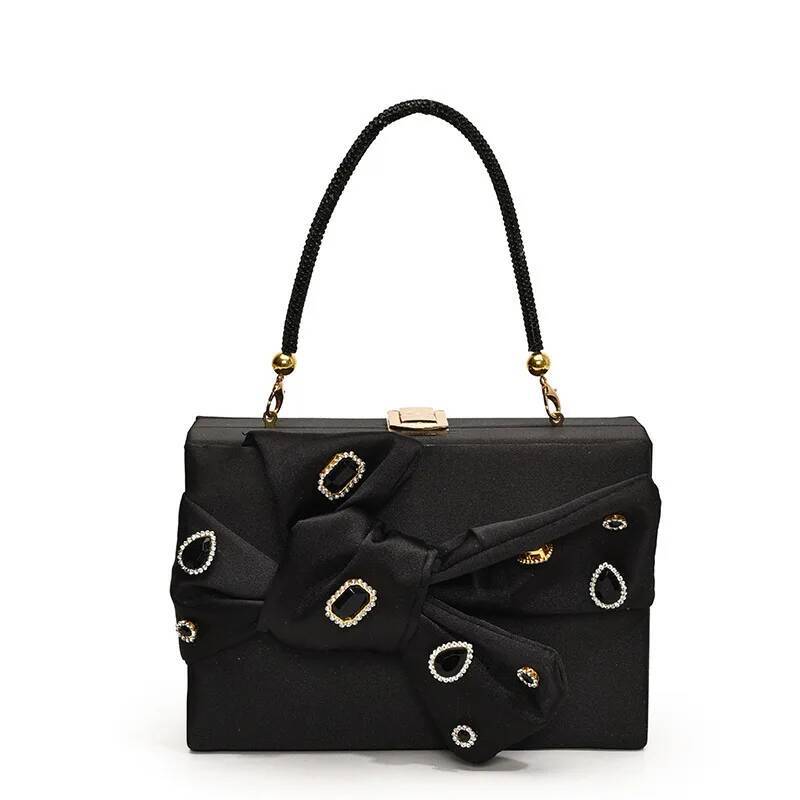 Exquisite Bow Tie Top Handle Party Box Clutch Fashion Purses And Handbags For Women Designer Evening Bag Chain Shoulder Bag