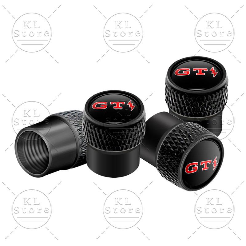 BSM1 Emblems 4pcs GT Lightning Emblem Car Wheel Tire Valve Caps Tyre Rim Stem Dust Covers For Volkswagen GTI Passat Jetta Golf 5 6 7 Ld2