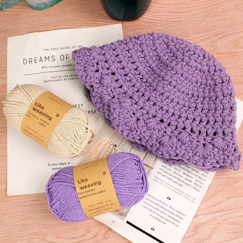 Round 2mm Cotton-Linen Yarn for DIY Crochet Bags & Hats