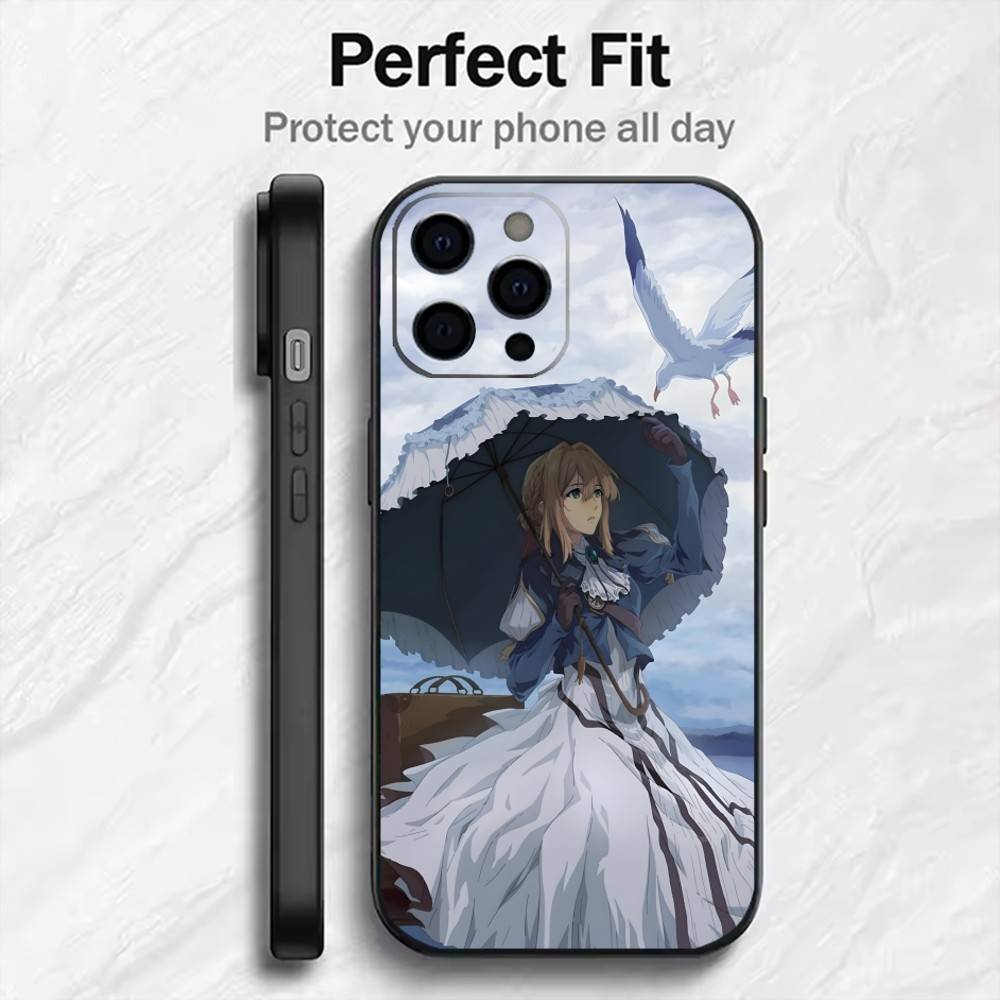 V-Violet Love Anime V-E Phone Case For iPhone17,16,15,14,13,12 Plus,Max Soft Silicone Black Cover