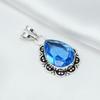 Blauer Topas-Edelstein, 925er-Sterlingsilber, handgefertigter Schmuck, zierlicher Silberanhänger