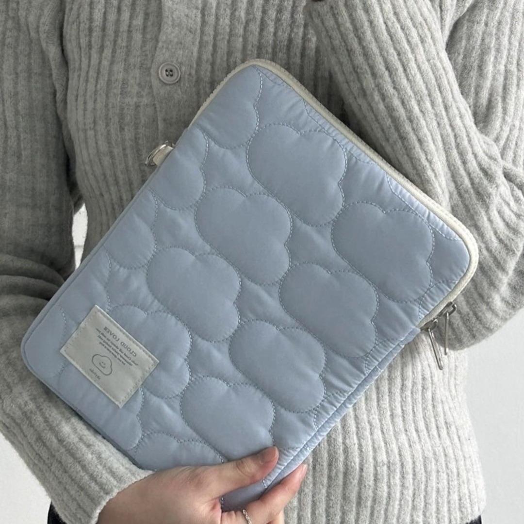 

Cute cloud embroidery ipad tablet bag notebook storage bag 11 inch білий
