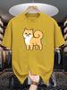 Unisex Black Tee Sweet Floral Cute Shiba Inu Puppy Cartoon Graphic Print Crew Neck Short Sleeve Summer Casual Male Cotton Street
