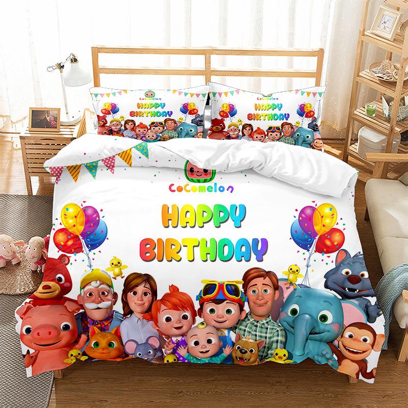 Super baby cartoon animation digital printing bedding three-piece set