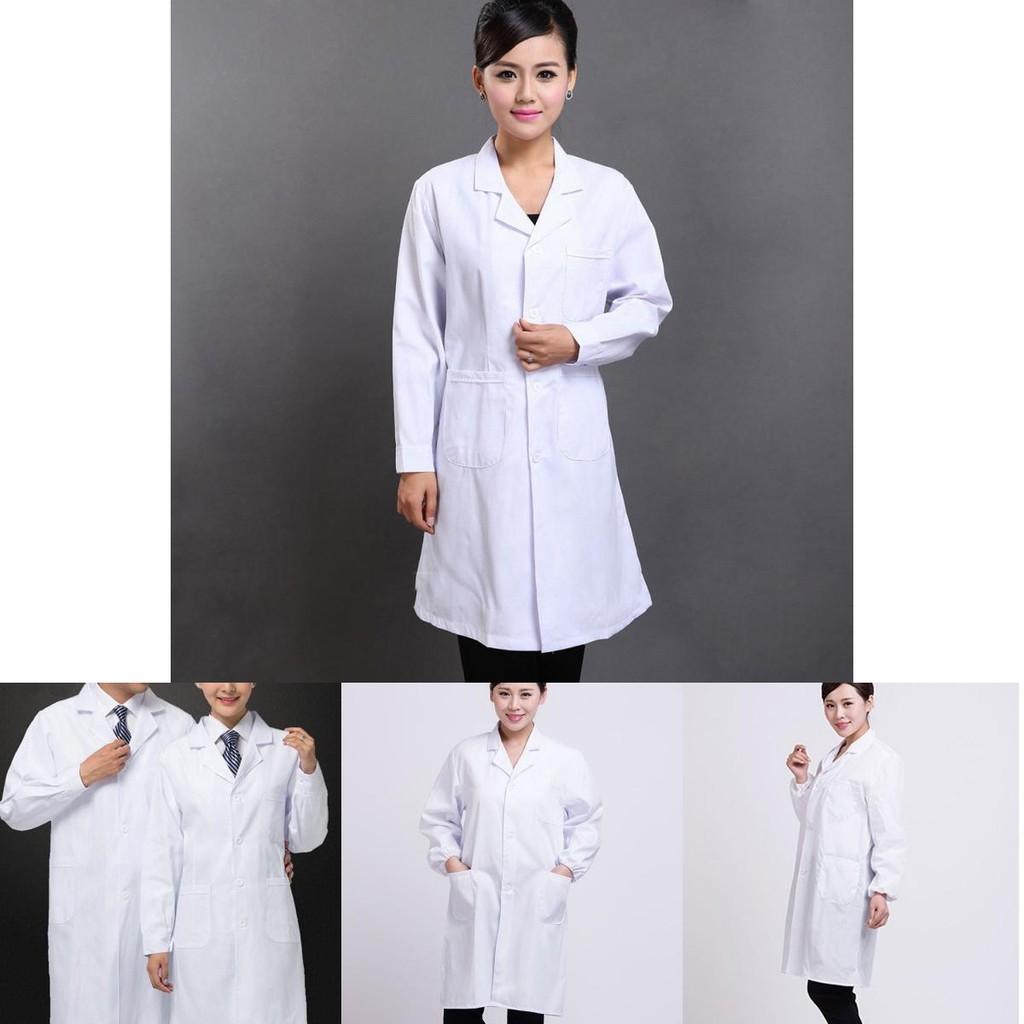 Unisex Doctor Nurse Workwear Long Sleeve Short Sleeve Lab Coat White Winter Summer