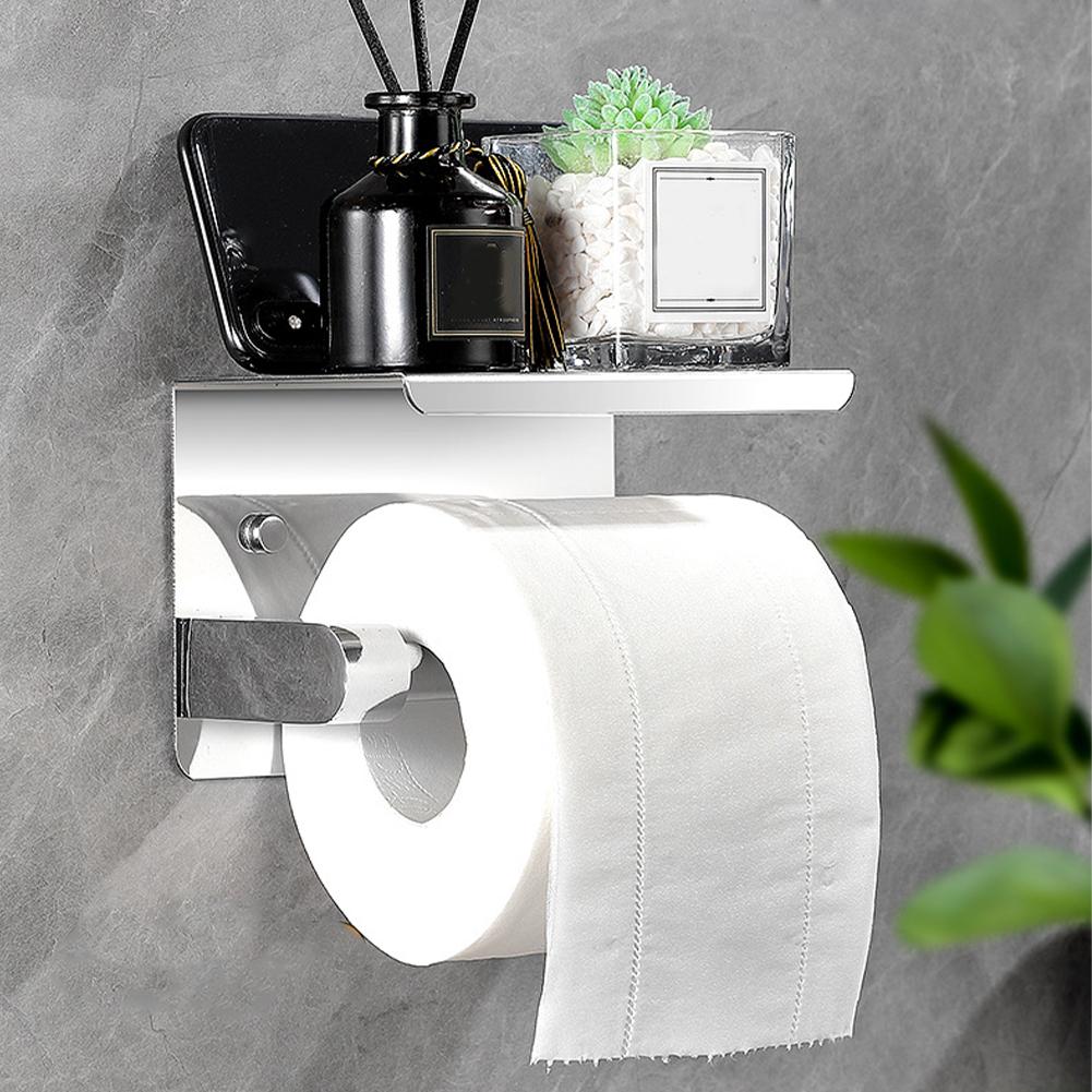 

Stainless Steel Toilet Paper Holder with Phone Holder Paper Towel Stand Wall Mounted Floating Paper Shelf for Bathroom Washroom China Mainland