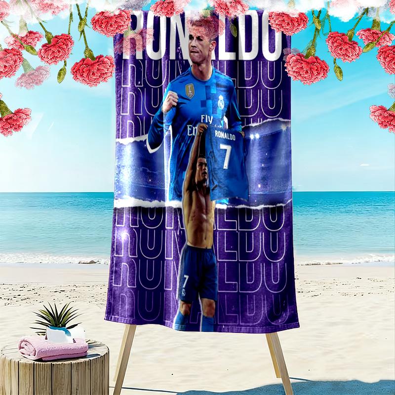 Serviette de plage Art Football Dynamique CR7 Camping extérieur doux Serviette de piscine extérieure Séchage rapide Serviette de bain Absorbante Mode