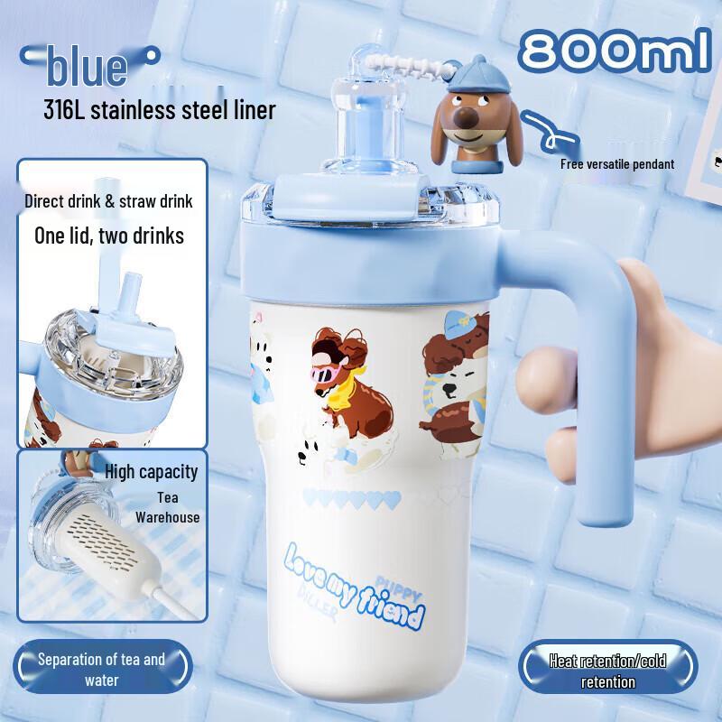 Diller Dachshund 800ml Insulated Straw Tumbler
