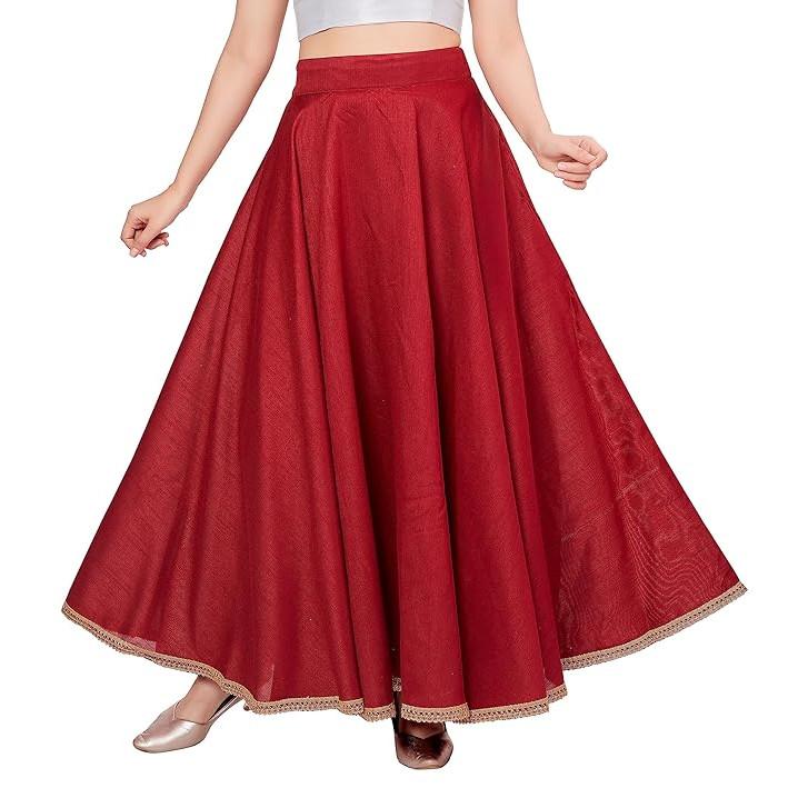 @ Assorted Design & Color Long Silk Skirt Color Golden Lace For Women UKZQ389 50%off