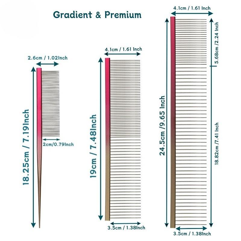 Professional Pet Grooming Comb, Gradient Pet Deluxe Pointed Tail Comb for Cat & Dog Styling Finishing and Fluffing Comb