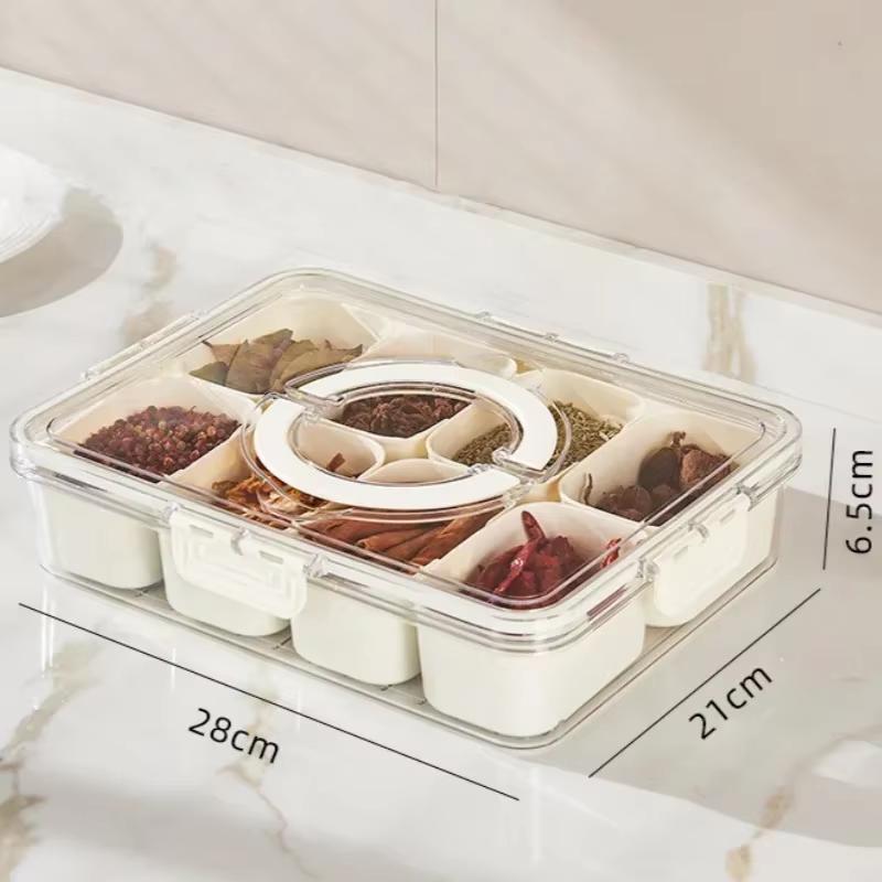 

Органайзер для закусок на 8 отделений, раздельная обеденная тарелка с крышкой и ручкой, переносной контейнер для закусок, органайзер для конфет, фруктовая тарелка белый