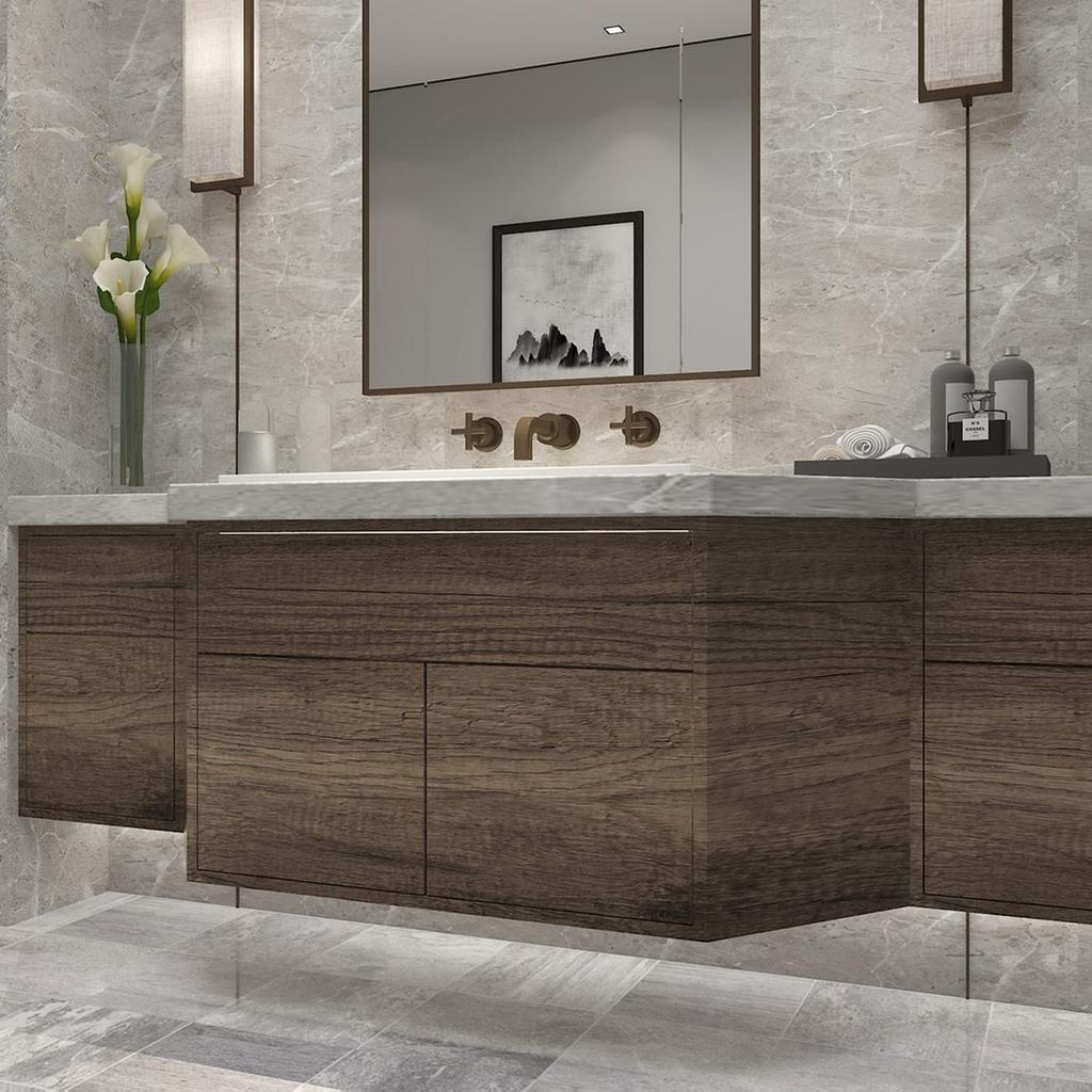 TOTIO Wood Grain Wood Grain Wood Grain Remake Waterproof Wallpaper Wood Grain Cutting Gray Brown Elm Wood Heat Mildew Oil Stain Stick and Peel Vinyl