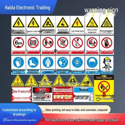 Reflective Fire Safety Warning Sign for Construction Sites - Aluminum, PVC, Stainless Steel, Enamel