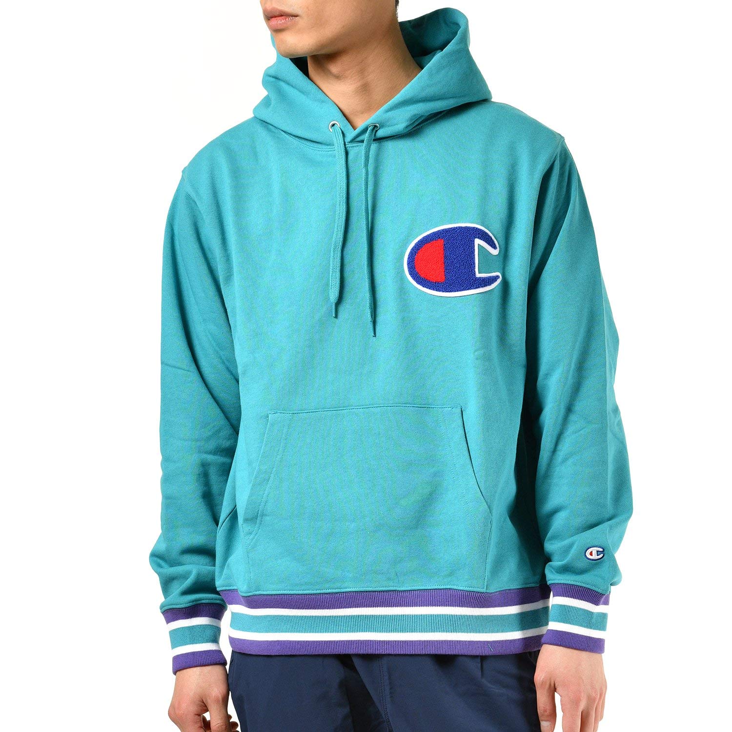 

Толстовка флисовая линия рубчик большой логотип C Sagara Patch Aqua M [Champion] C3-K106 мужская