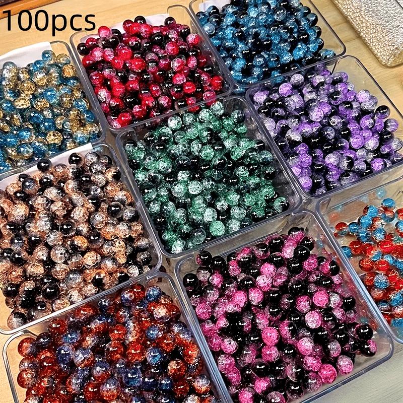 50 Pieces of Mixed Crack Glass Beads - Shiny 10Mm Round Crystal Beads, Suitable for Diy Jewelry Making, Bracelets, Necklaces, Earrings