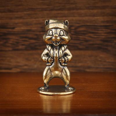 1pc Antique Squirrel Ornament Solid Copper Statue Figurines Brass Squirrels Nuts Tea Pot Incense Holder Desk Decoration