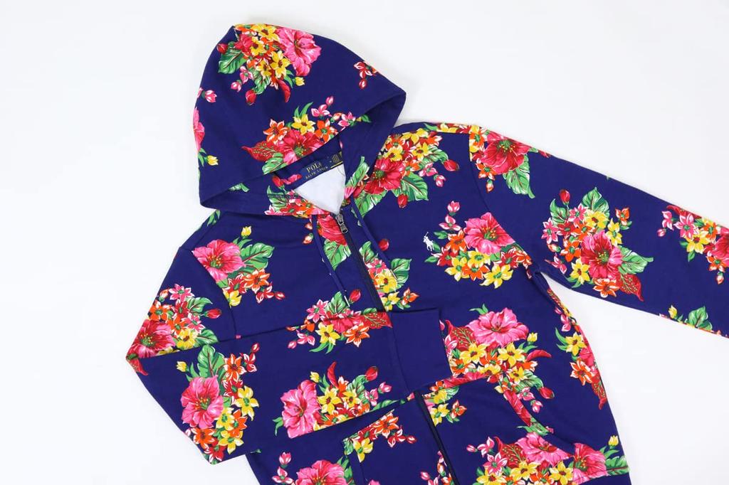 Polo Ralph Lauren Flower Print Sweatshirt Men's Zip-Up Hoodie, 0102978-S-BLUEMULTI [Used]