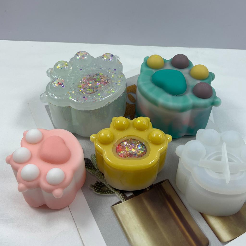 DIY Tigers Paw Shaped Container Silicone Molds 3D Epoxy Resin Mold DIY Storage Box Molds Crafts Jewelry Making Supplies