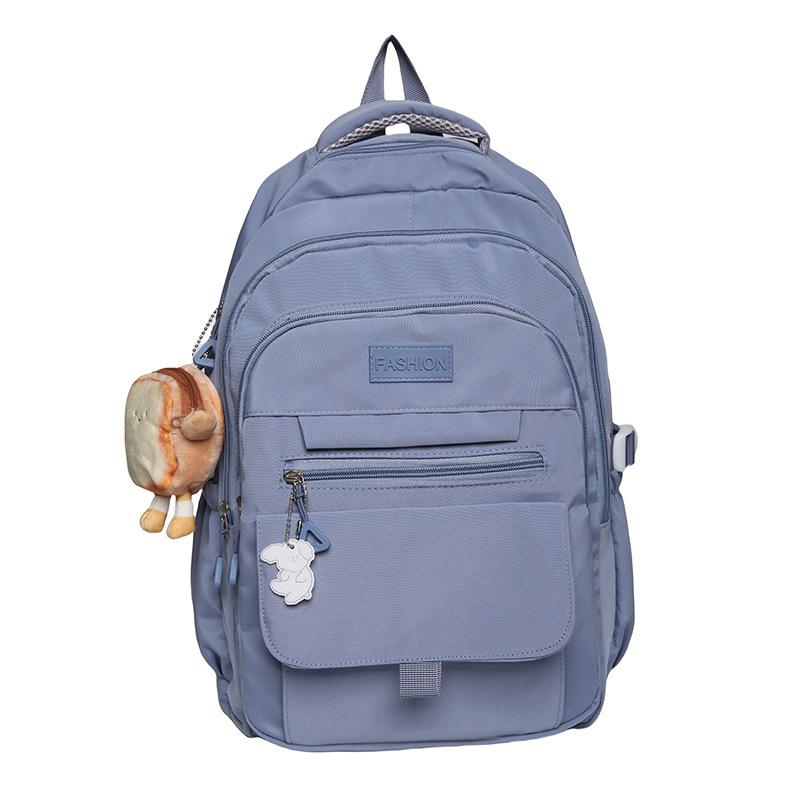 School bag simple large capacity solid color backpack female, junior high school student high school student college student campus wind backpack