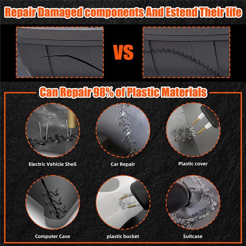 

AB66-Plastic Welder Kit Crack Repair Tool 2In1 Hot Plastic Portable Charging Cable Red чорний