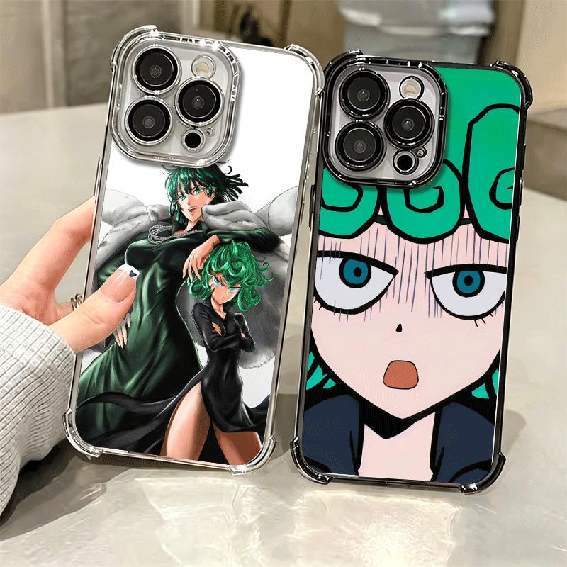 One P-Punch-Mans Tatsumaki Soft Phone Case For iPhone 15 16 17 Air 14 Pro Max 16E Plus 13 12 Mini Plating Anti-Fall Fundas
