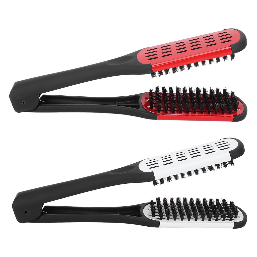 Bristle Double Sided Brush Clamp Multifunctional Hair Brush Straightener Styling Tool for Women Men