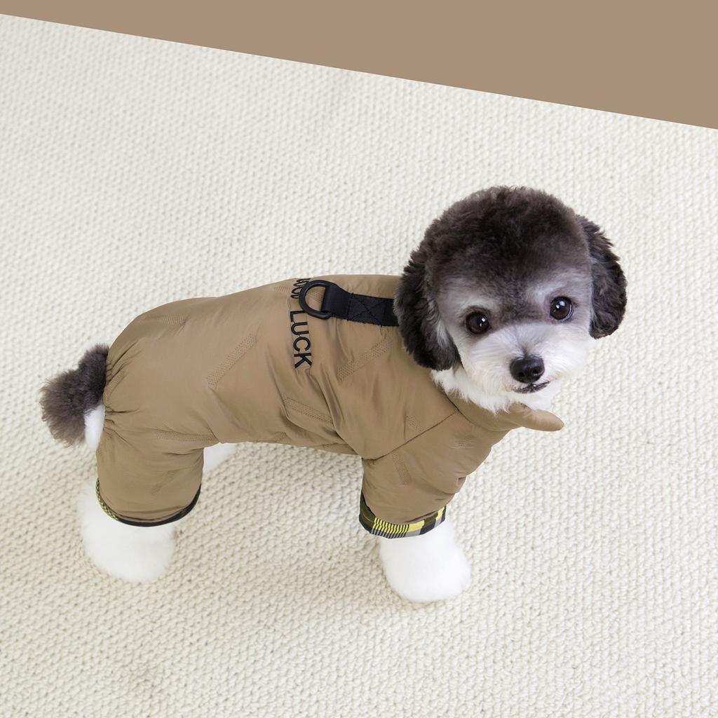 Cotton Dog Coat Four Legged Pet Apparel Winter Warm Puppy Clothes with Embroidery Letter Pattern for Teddy Small Breed Dogs Cold Weather Outfit