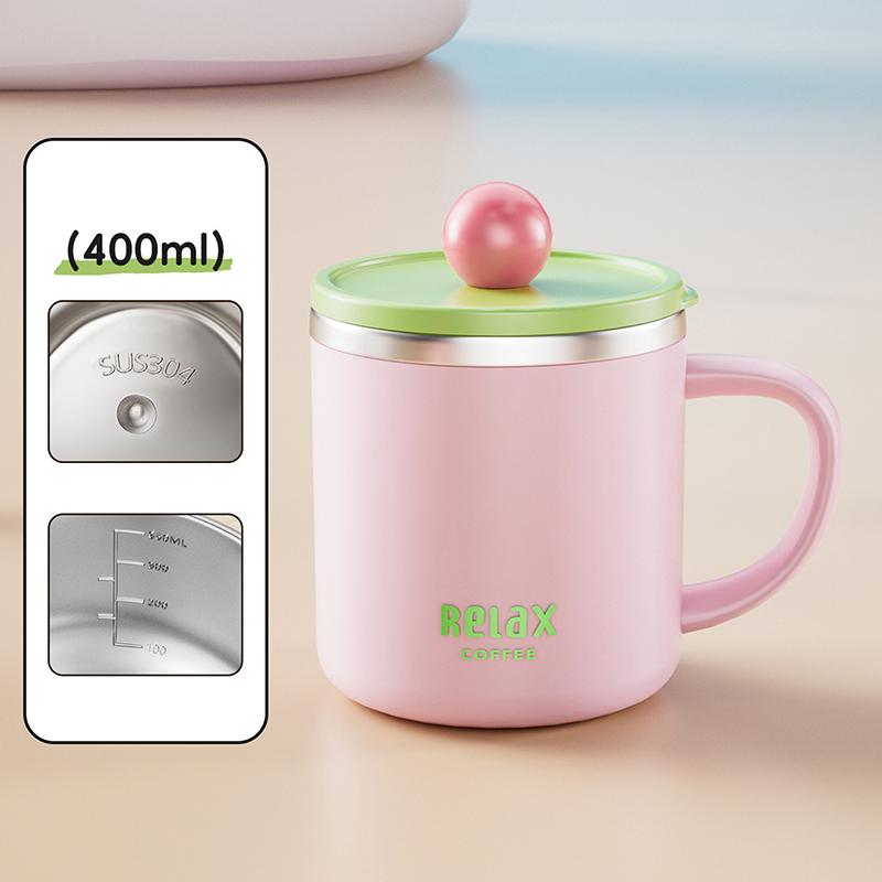 

400Ml Thermal Cup 304 Stainless Steel Double Layer Insulated Water Cup Office Milk Coffee Mug Student Portable Sealed Tumbler A2