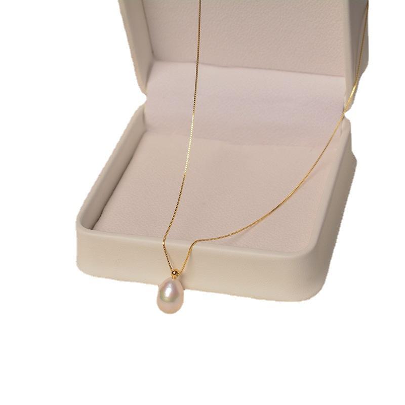 Minimalist water drop baroque pearl pendant necklace women's high sense s911 silver adjustable pull necklace new trendy