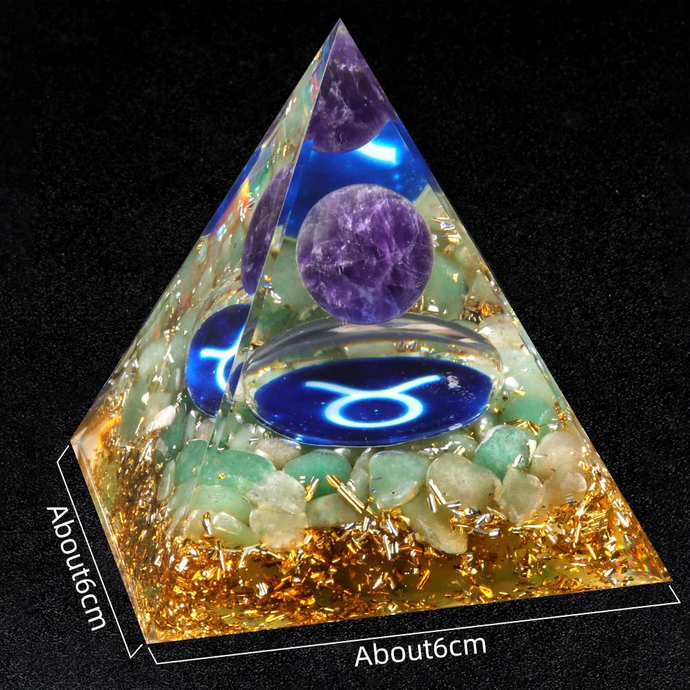 Crystal Devil's Eye Pyramid Natural Crushed Stone Lapis Lazuli Dropping Resin Home and Office Desktop Decoration Crafts 6x6cm