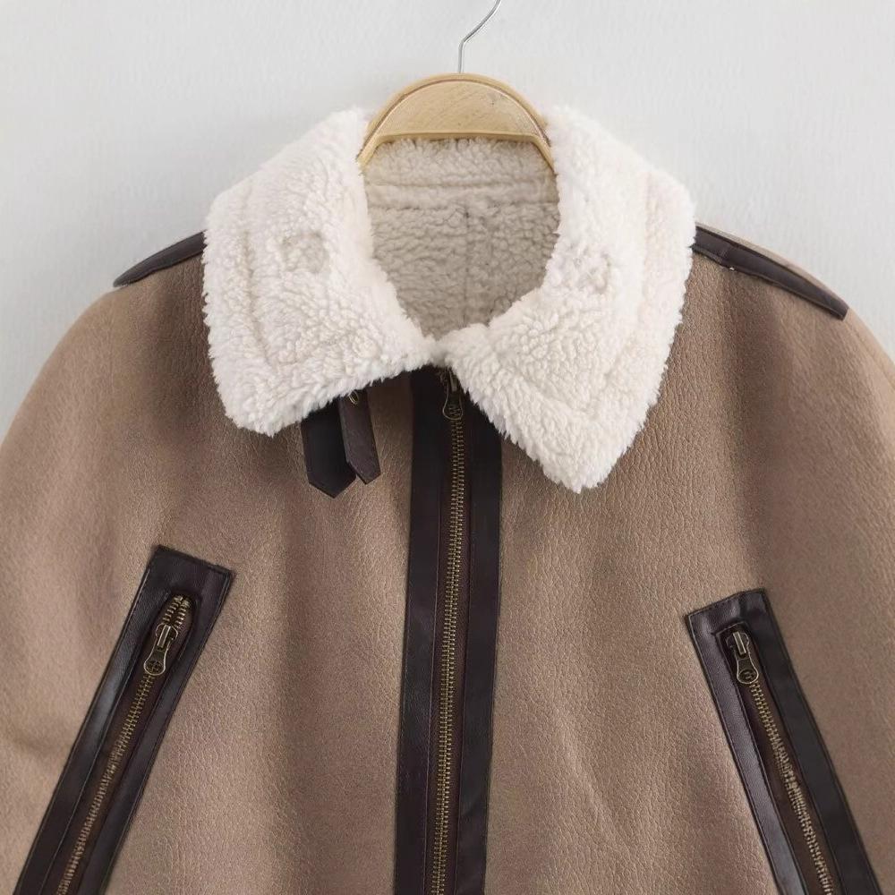 European and American style, new women's clothing, fashionable, versatile, retro fur integrated short jacket