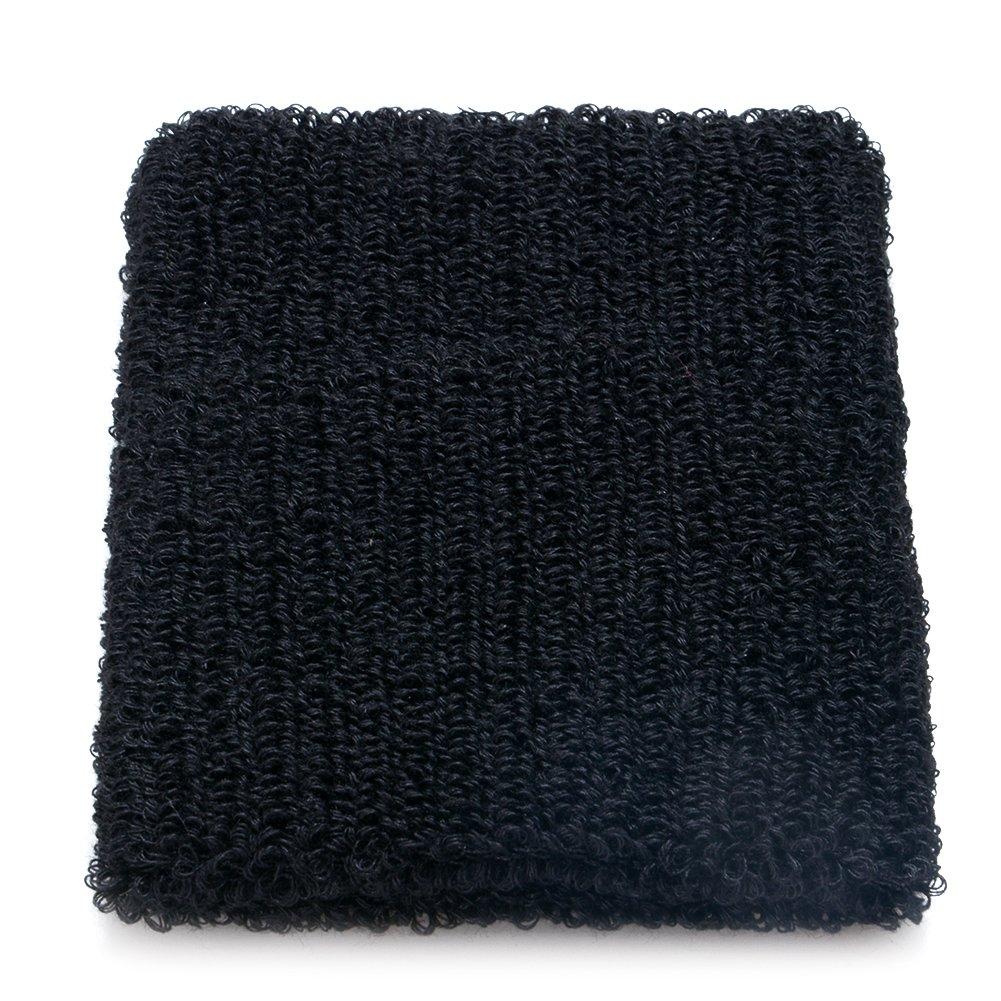 Cotton Sweatband Moisture Wicking Athletic Terry Cloth Wristband for Tennis Basketball Running Gym Workout Black 8 10 Cm