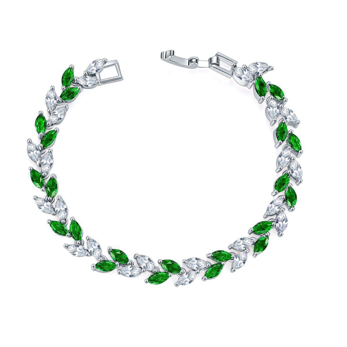 

Colorful Crystal Willow Leaf Bracelet Women S Niche Design Bracelet Bracelet Jewelry Zircon
