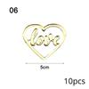 10Pcs Golden Heart Acrylic Cake Topper Valentine's Day Cupcake Decorations Anniversary Wedding Party Cake Toppers Kitchen Tools