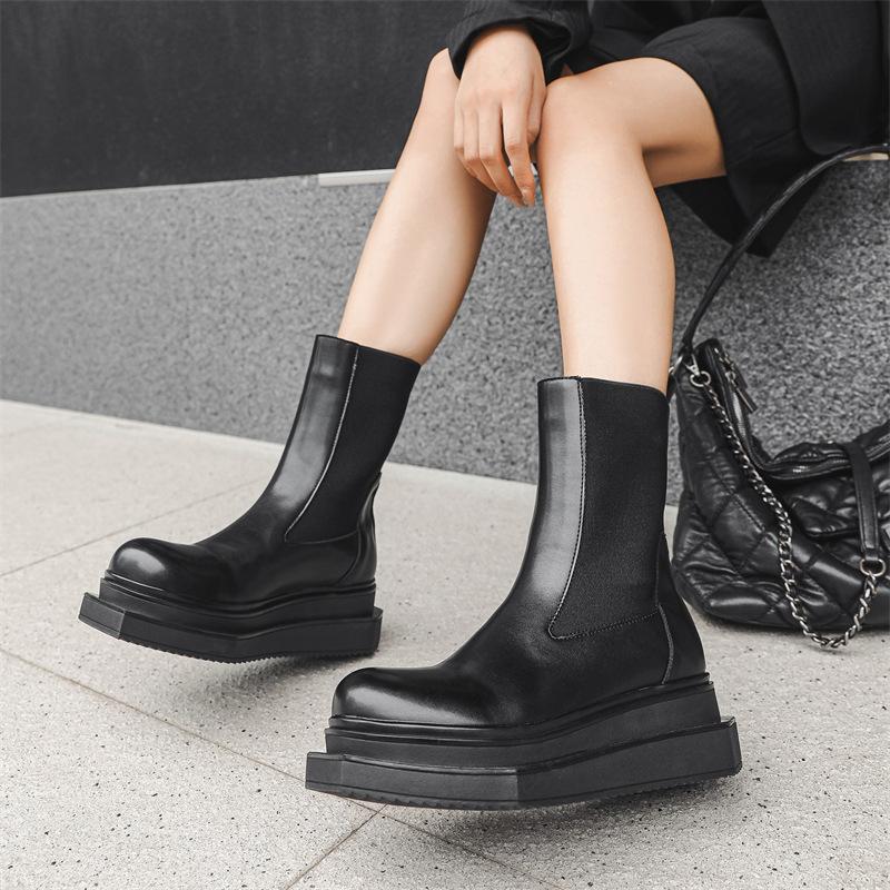 

Ботинки Martin мужские осенне-зимние в британском стиле, с толстой подошвой, с завышенной талией, ботинки Chelsea, пара ботинок-сигарет 68444-J 36 чёрный