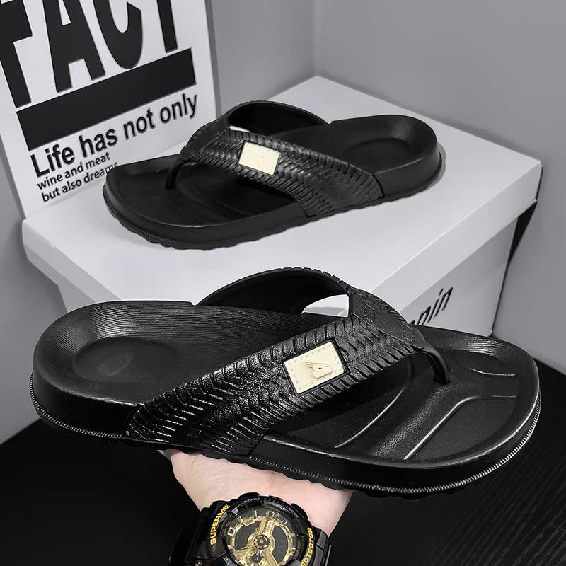 Fashion Summer Men Flip Flops Soft Sole EVA Beach Slippers for Men Outdoor Platform Casual Shoes Home Non-slip Bathroom Slides Shoes
