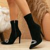 Fashion Eilyken Winter Pointed Toe Woman Ankle Boots Sexy Elegant Crystal Thin High Heels Fashion Zipper Stripper Prom Shoes