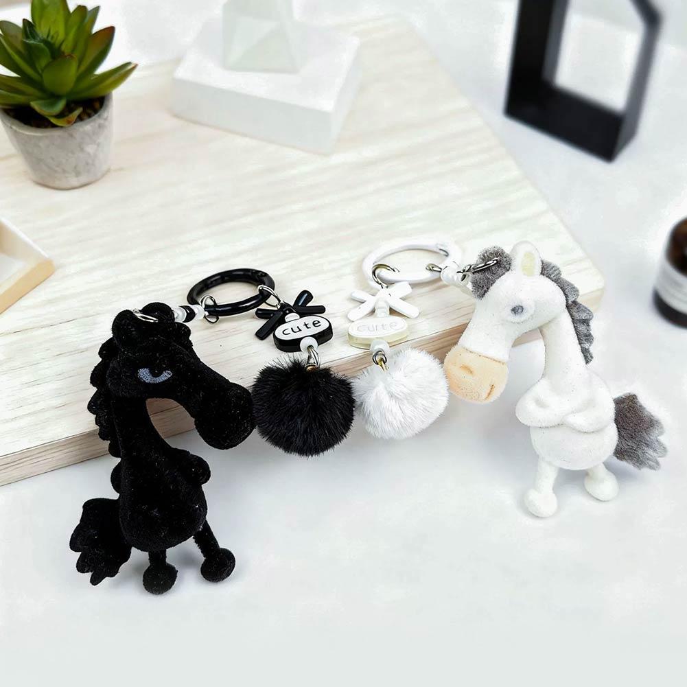 Cute Horse Keychain for Backpacks, 3 Inch Horse Plush Keychain Purse Charms for Girls Year of the Horse Plush Keyring Ornaments