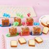 4Pcs Pencil Erasers Cute Cartoon Realistic Traceless Christmas Gift Funny Toast Bread Kids Students Erasers School Supplies
