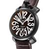 GAGA MILANO Manuale Watch, Brown Dial, Stainless Steel (BKPVD) Case, Skeleton Back, Swiss Made, 501204S-BRW, Men's