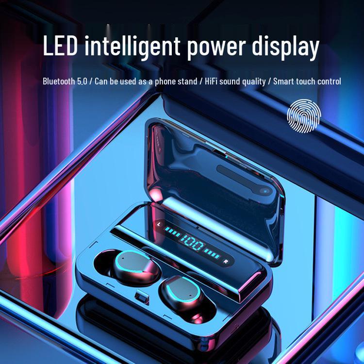 New F9 Bluetooth 5.0 Dual Earbuds with TWS, Battery Display, and Charging Case