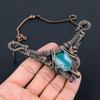 Blue Botswana Agate Gemstone Pure Copper Wire Wrapped Handmade Necklace Jewelry